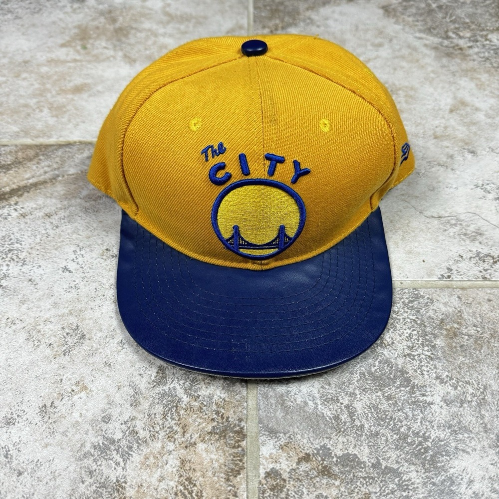 New Era Golden State Warriors Snapback Hat The City Faux Leather Brim Hardwood‎